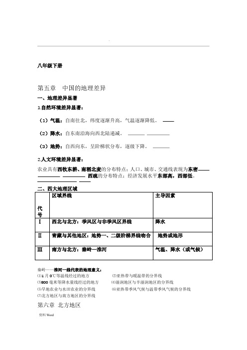 人教版八年级下册地理知识点总结最新