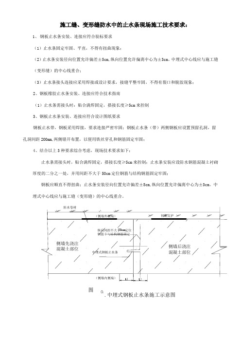 施工缝、变形缝防水中的止水条现场施工技术要求