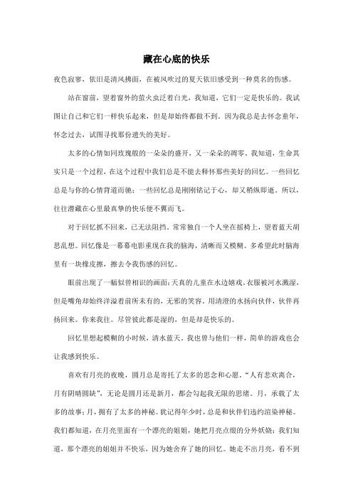 藏在心底的快乐_初中初三作文700字