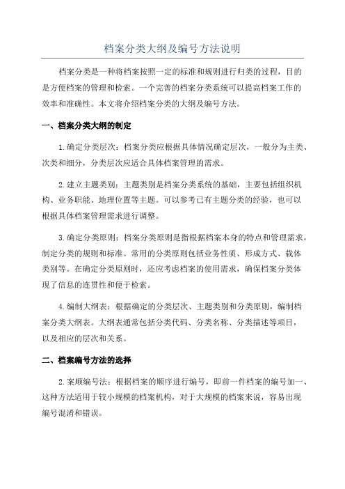 档案分类大纲及编号方法说明