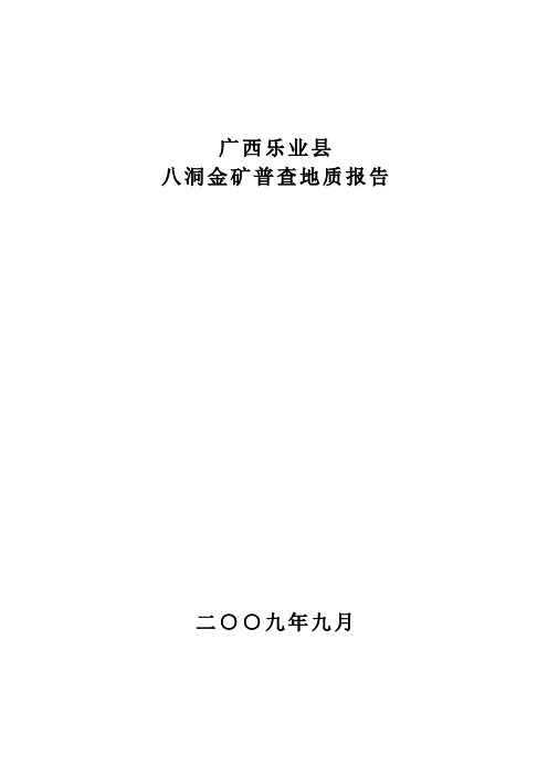 广西乐业县八洞金矿普查报告正文模板