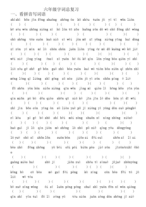 六年级字词总复习汇编