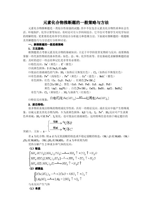 元素化合物推断题的一般策略与方法