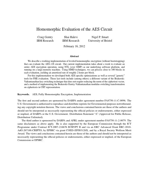 Homomorphic Evaluation of the AES Circuit