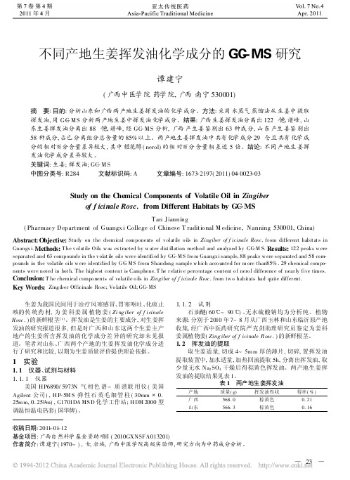 不同产地生姜挥发油化学成分的GC_MS研究