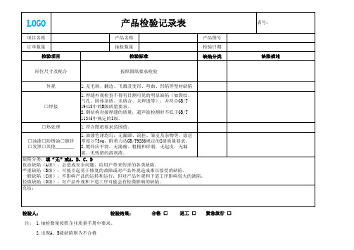 产品检验记录表