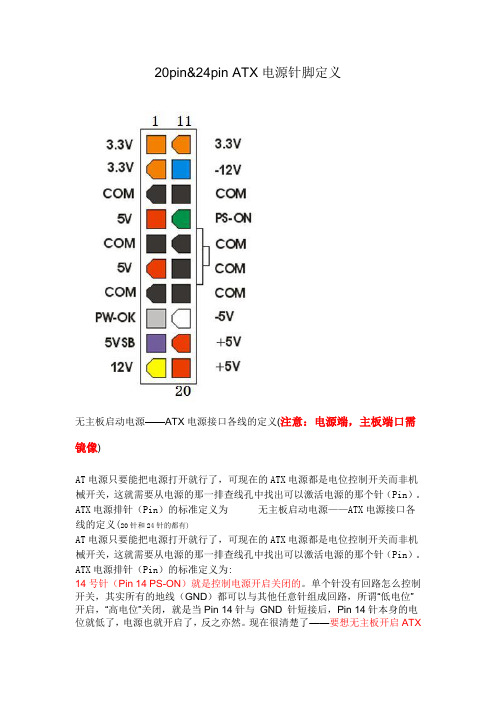 ATX电源针脚定义