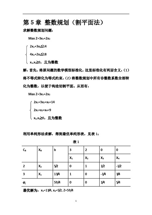 《运筹学》第5章 整数规划(割平面法)