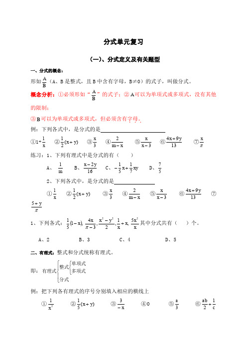 分式题型-易错题-难题-大汇总