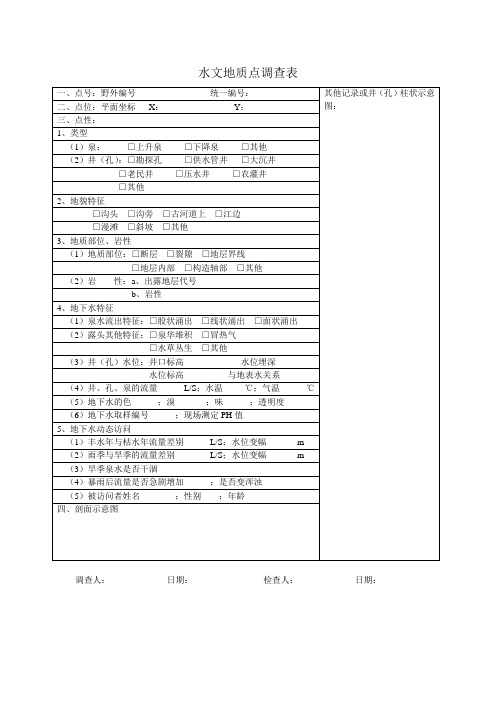 泉点调查表