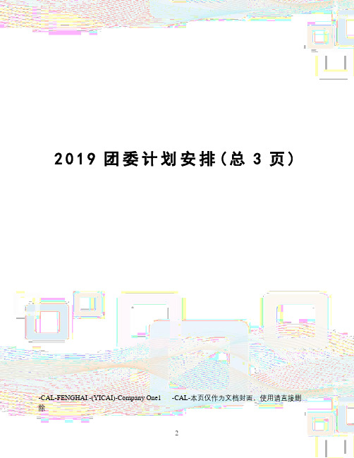 2019团委计划安排