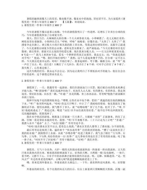 暑假里的一件事六年级作文600字【五篇】