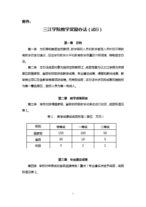 南京工程学院优秀教育教学成果奖励办法暂行-三江学院