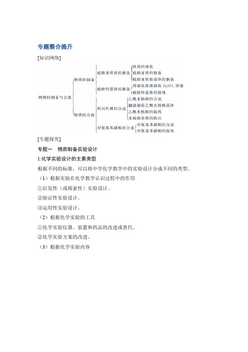 2019-2020版化学新设计同步选修六浙江专用讲义：专题7 物质的制备与合成 专题整合提升 Word版含答案