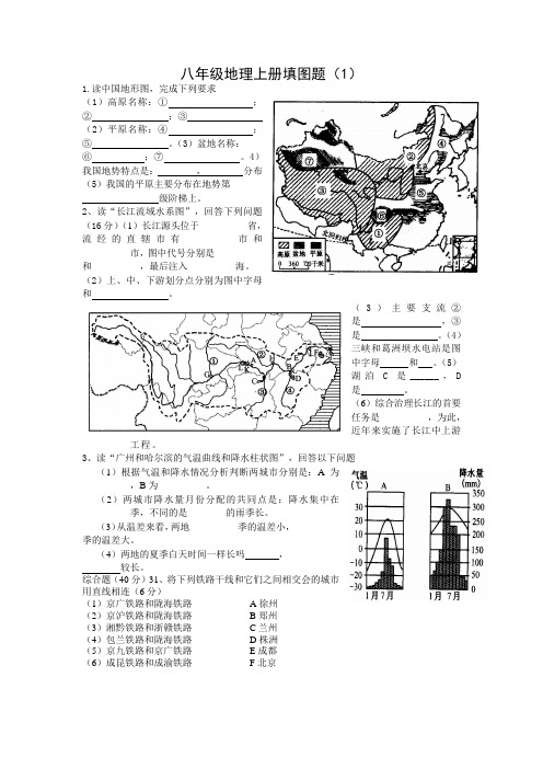 (完整版)八年级地理上册填图题(图库)