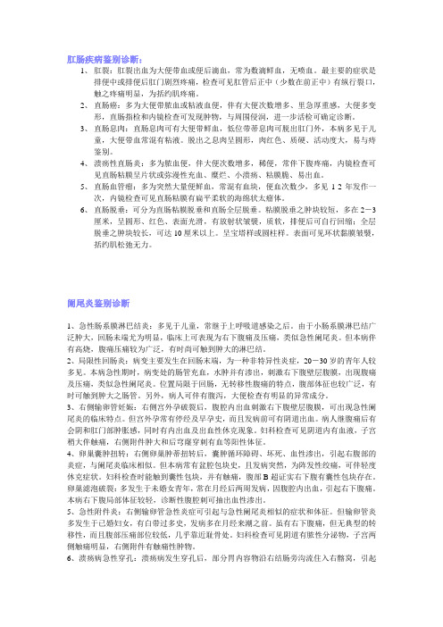 肛肠疾病鉴别诊断