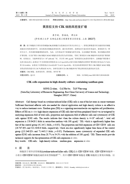 黄原胶支持CIK细胞高密度扩增