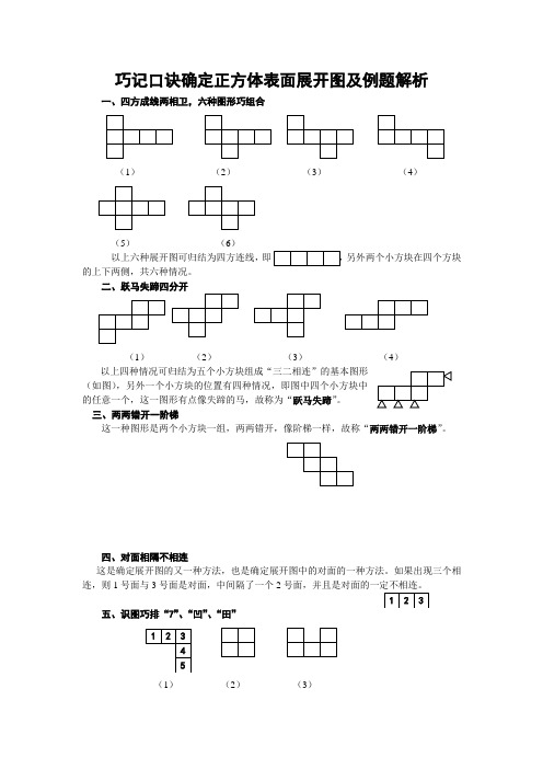 正方体展开图及例题解析!