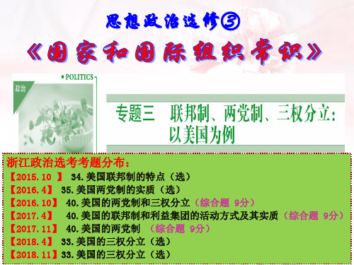 浙江省桐庐分水高级中学高中政治选修3课件：31美国的联邦制(共13张PPT)