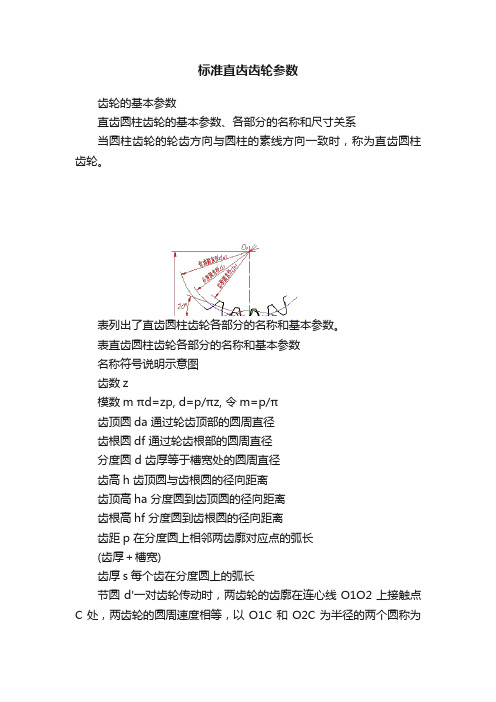 标准直齿齿轮参数