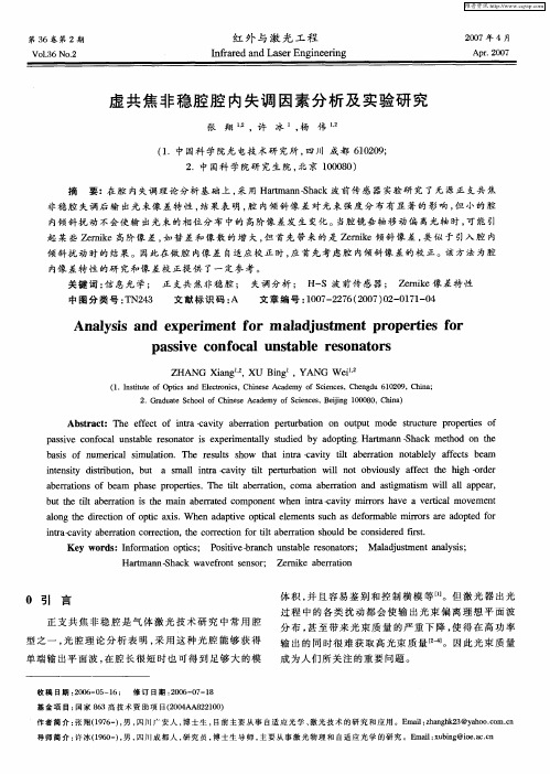 虚共焦非稳腔腔内失调因素分析及实验研究