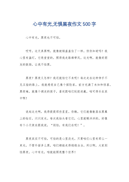 心中有光,无惧黑夜作文500字