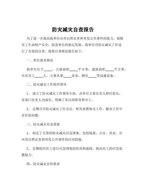 防灾减灾自查报告