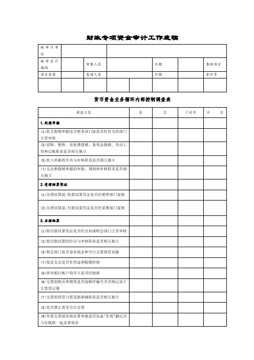 财政专项资金审计工作底稿(精编)