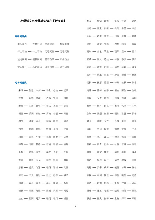 小学语文必会基础知识之近反意词