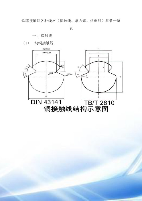 铁路接触网各种线材(接触线、承力索、供电线)参数一览表