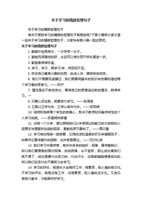 关于学习的精辟哲理句子