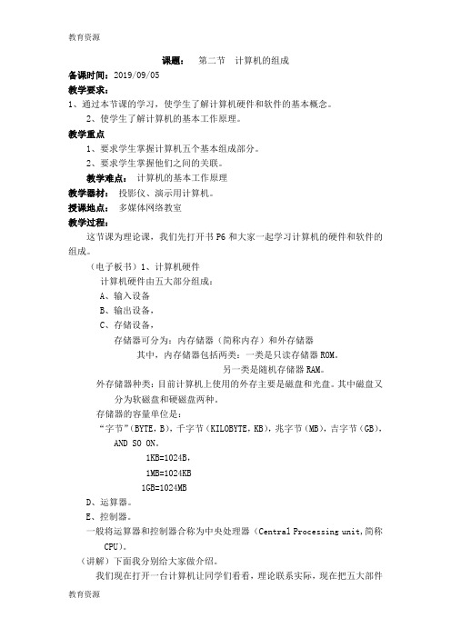 【教育资料】三年级上信息技术教案计算机的组成_苏教版学习精品