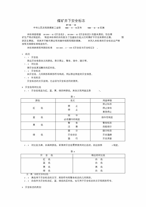 煤矿安全标识