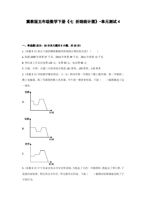 五年级数学下册试题 《七 折线统计图》-单元测试4冀教版  含答案