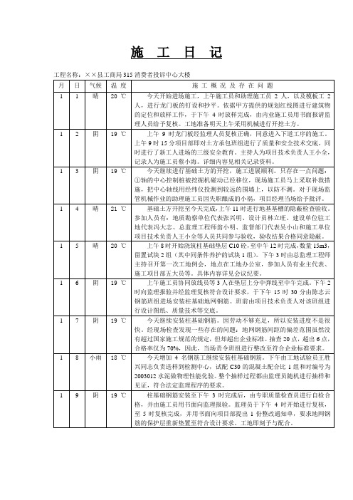 施  工  日  记