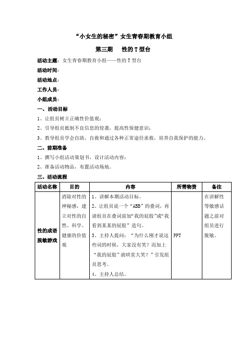 女生青春期小组第三节《性的T型台》