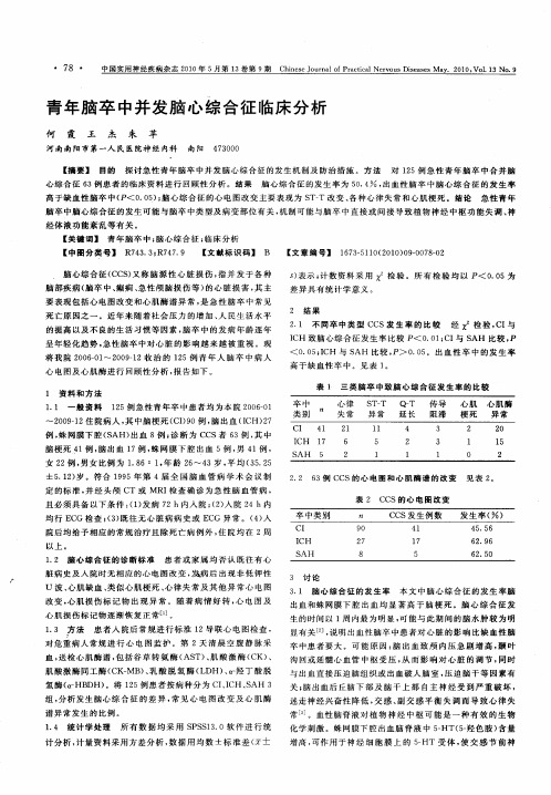 青年脑卒中并发脑心综合征临床分析