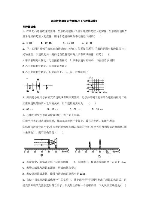 2023年中考物理复习专题练习(凸透镜成像)