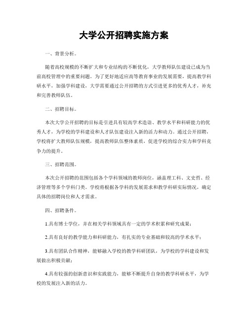 大学公开招聘实施方案