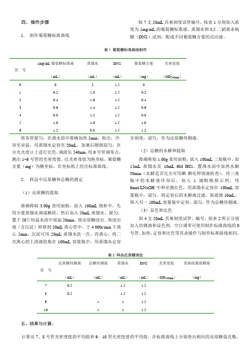 实验一 还原糖和总糖的测定