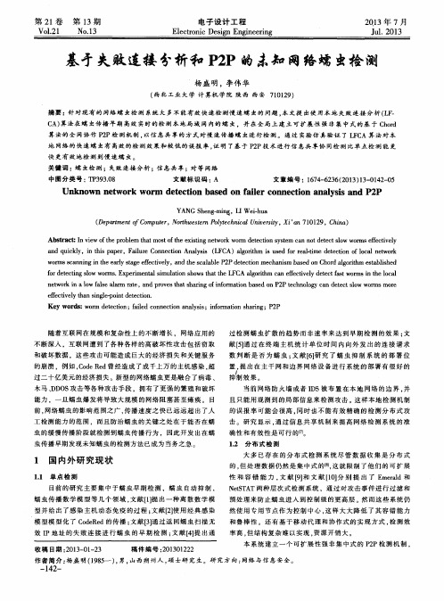 基于失败连接分析和P2P的未知网络蠕虫检测