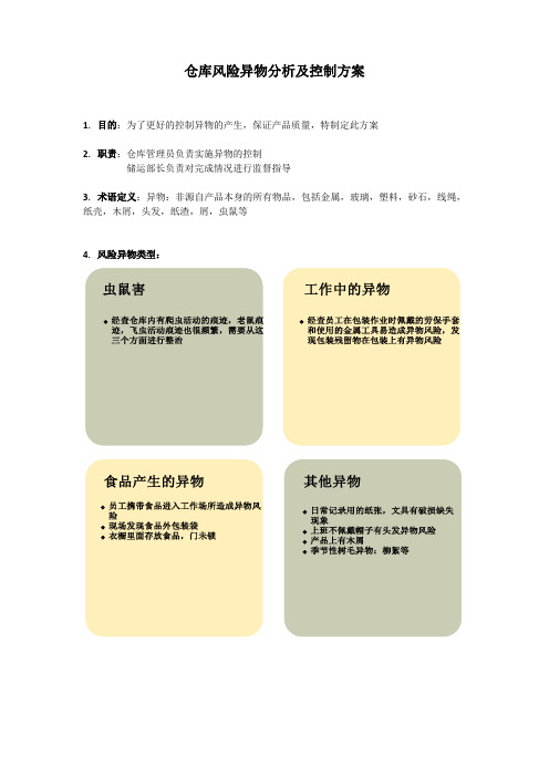 仓库风险异物分析及控制方案