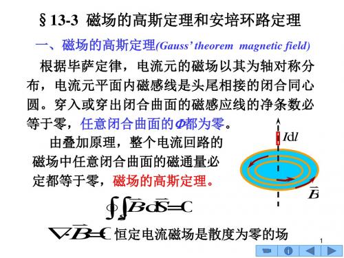 13-3磁场的基本特征高斯定理和安培环路定理