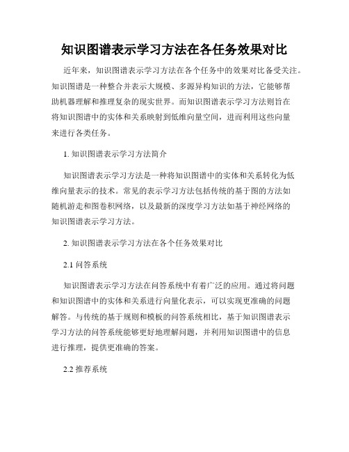 知识图谱表示学习方法在各任务效果对比