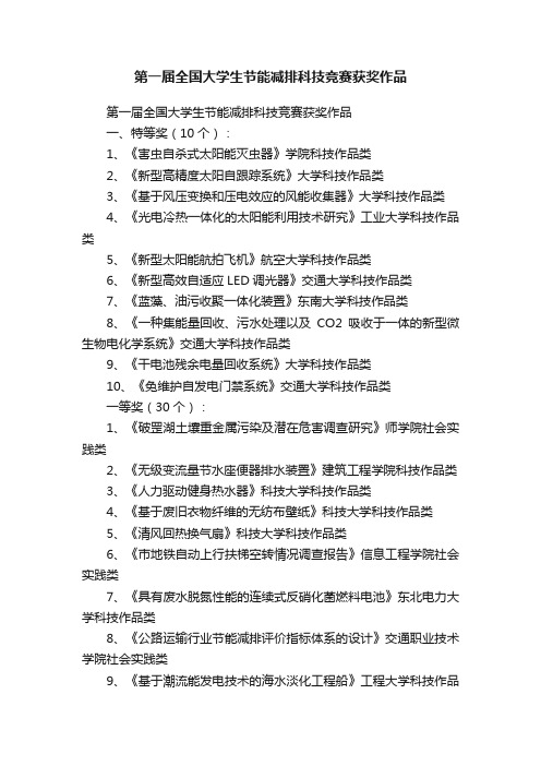 第一届全国大学生节能减排科技竞赛获奖作品