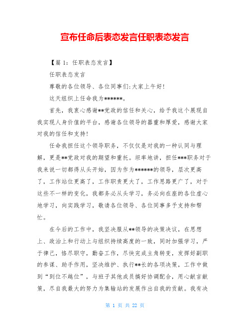 宣布任命后表态发言任职表态发言