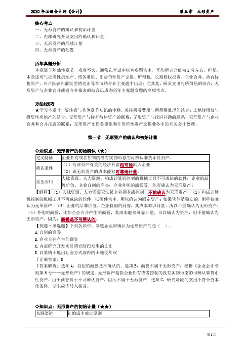2020注册会计师(CPA) 会计 第五章 无形资产