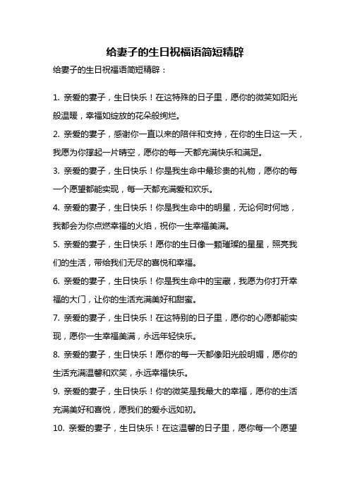 给妻子的生日祝福语简短精辟