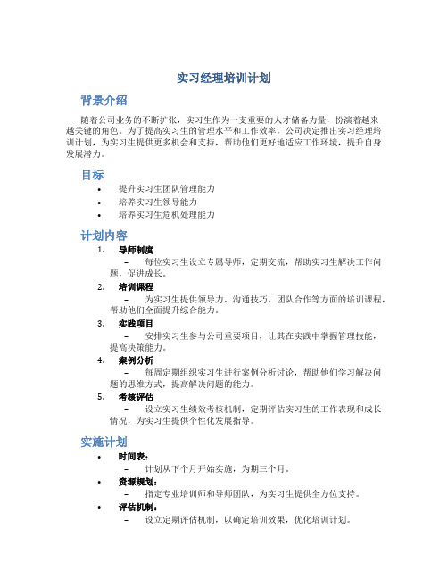 实习经理培训计划