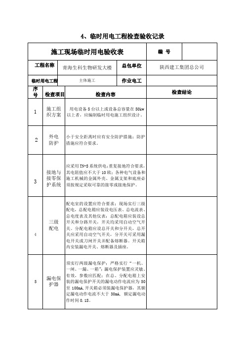 临时用电验收表
